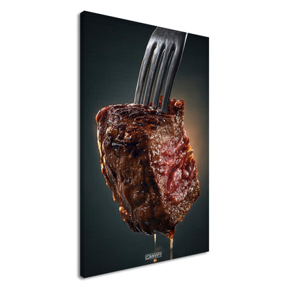 Perfekt gegartes Steak auf einer Leinwand