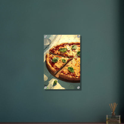 Pizza Margherita im Comic Stil auf einem Acrylbild