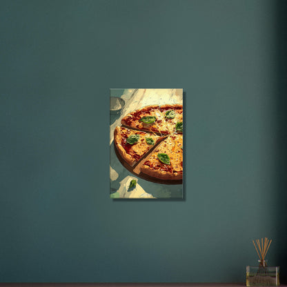Pizza Margherita im Comic Stil auf einer Leinwand