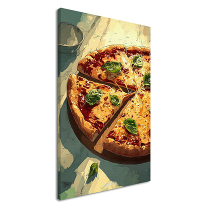 Pizza Margherita im Comic Stil auf einer Leinwand