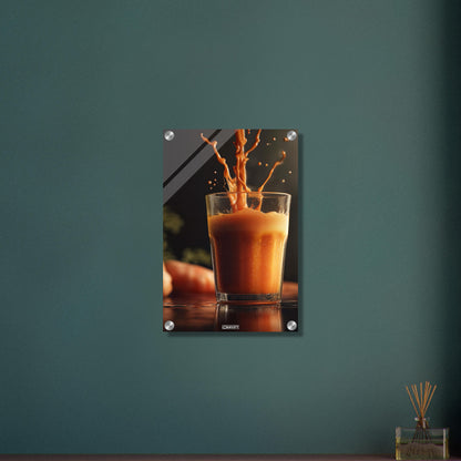 Frisch gepresster Karottensaft auf einem Acrylbild
