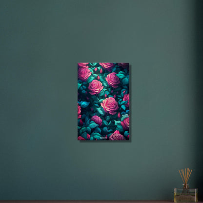 Rosa Rosenbusch gezeichnet auf einer Leinwand