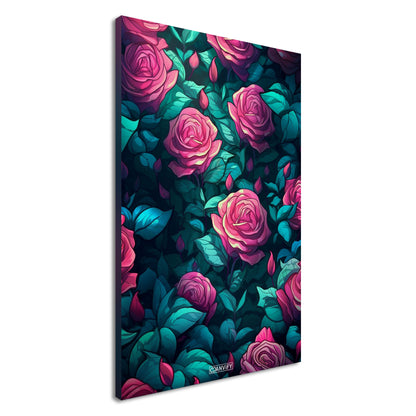 Rosa Rosenbusch gezeichnet auf einer Leinwand