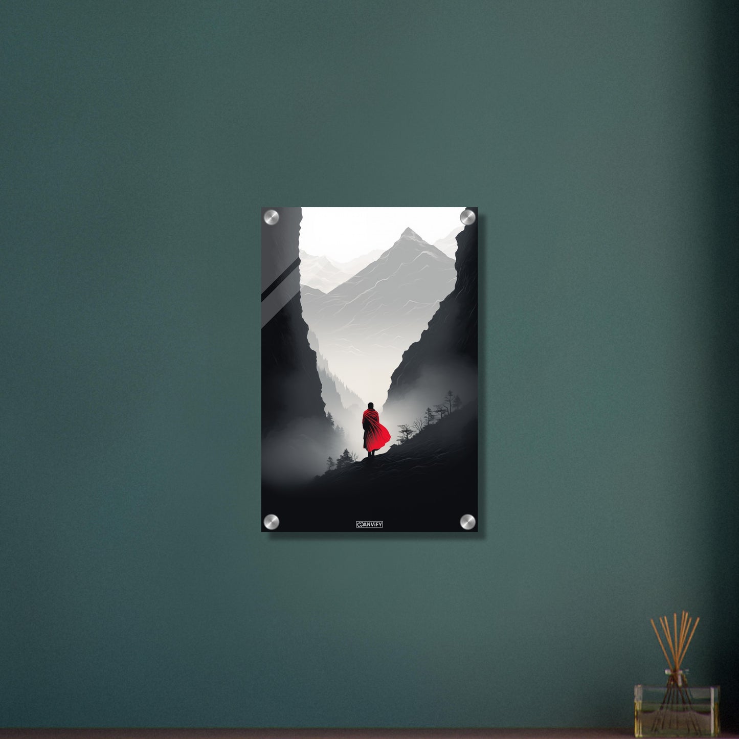 Superman auf seinem Planeten Krypton minimalistisch dargestellt auf einem Acrylbild