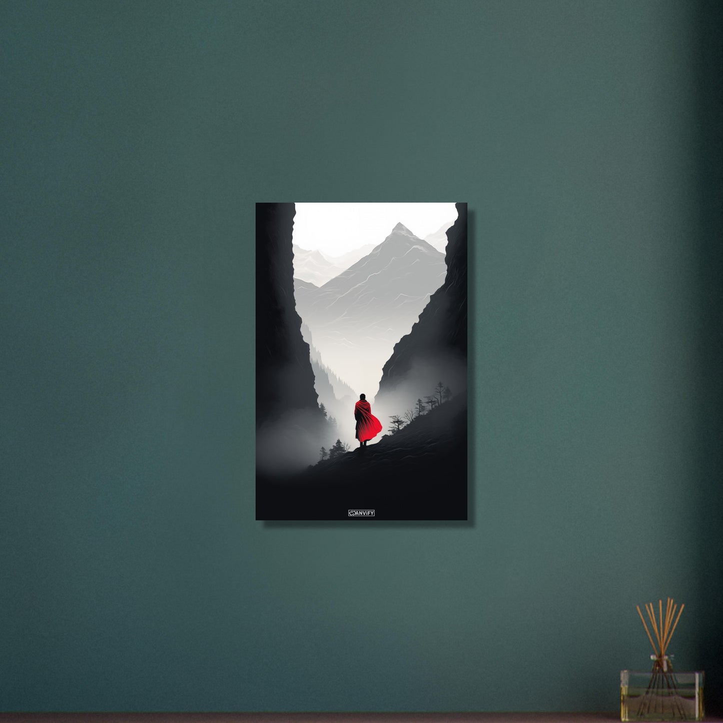 Superman auf seinem Planeten Krypton minimalistisch dargestellt auf Aluminium