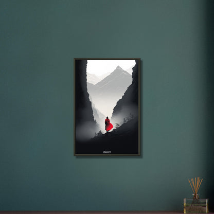 Superman auf seinem Planeten Krypton minimalistisch dargestellt auf einem Poster im Metallrahmen