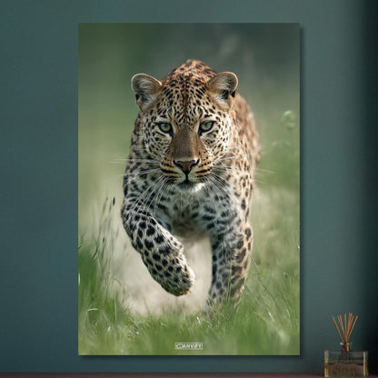 Nahaufnahme eines laufenden Leopard in der Natur auf Aluminium