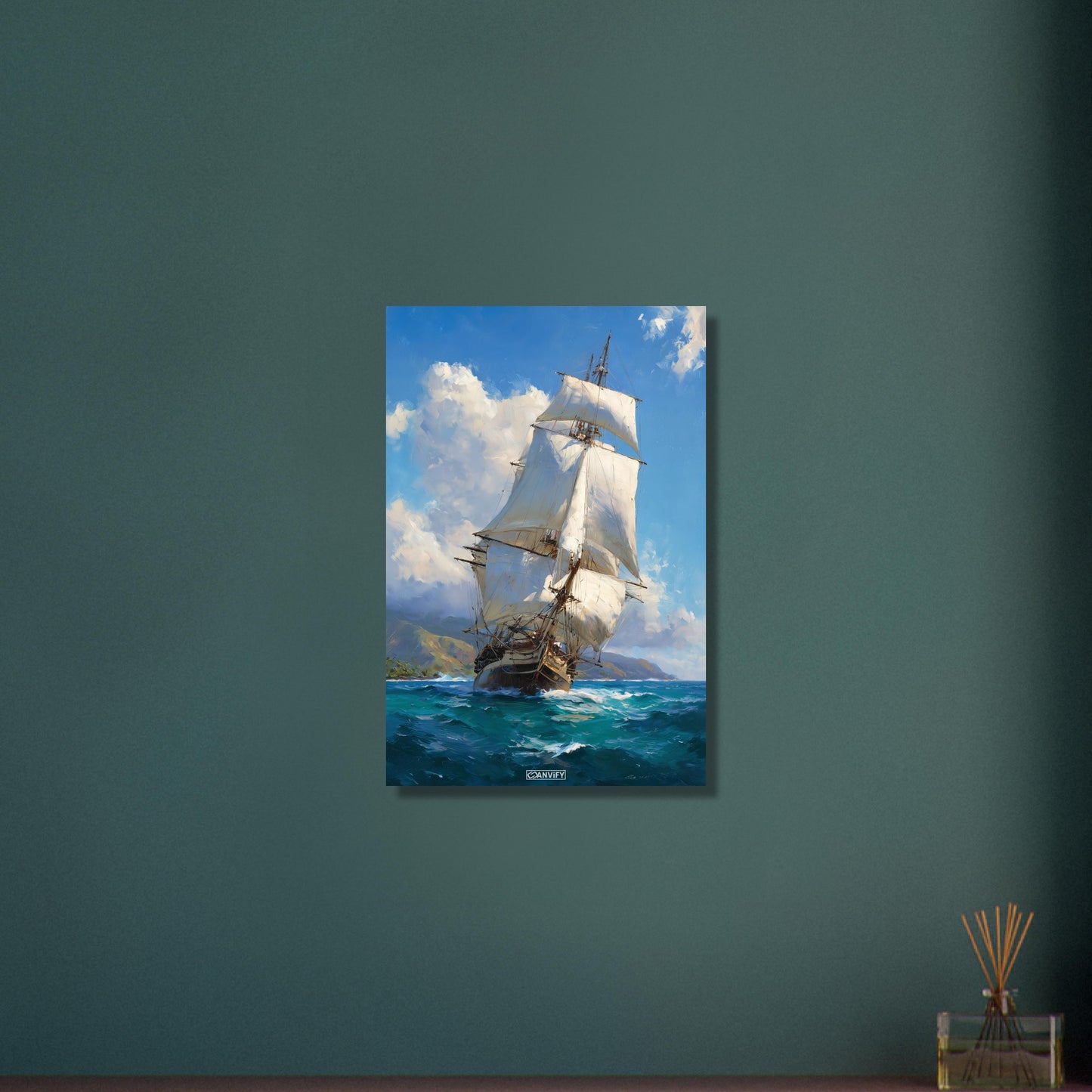 Segelschiff auf dem Meer auf Aluminium