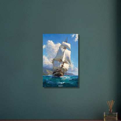 Segelschiff auf dem Meer auf Aluminium