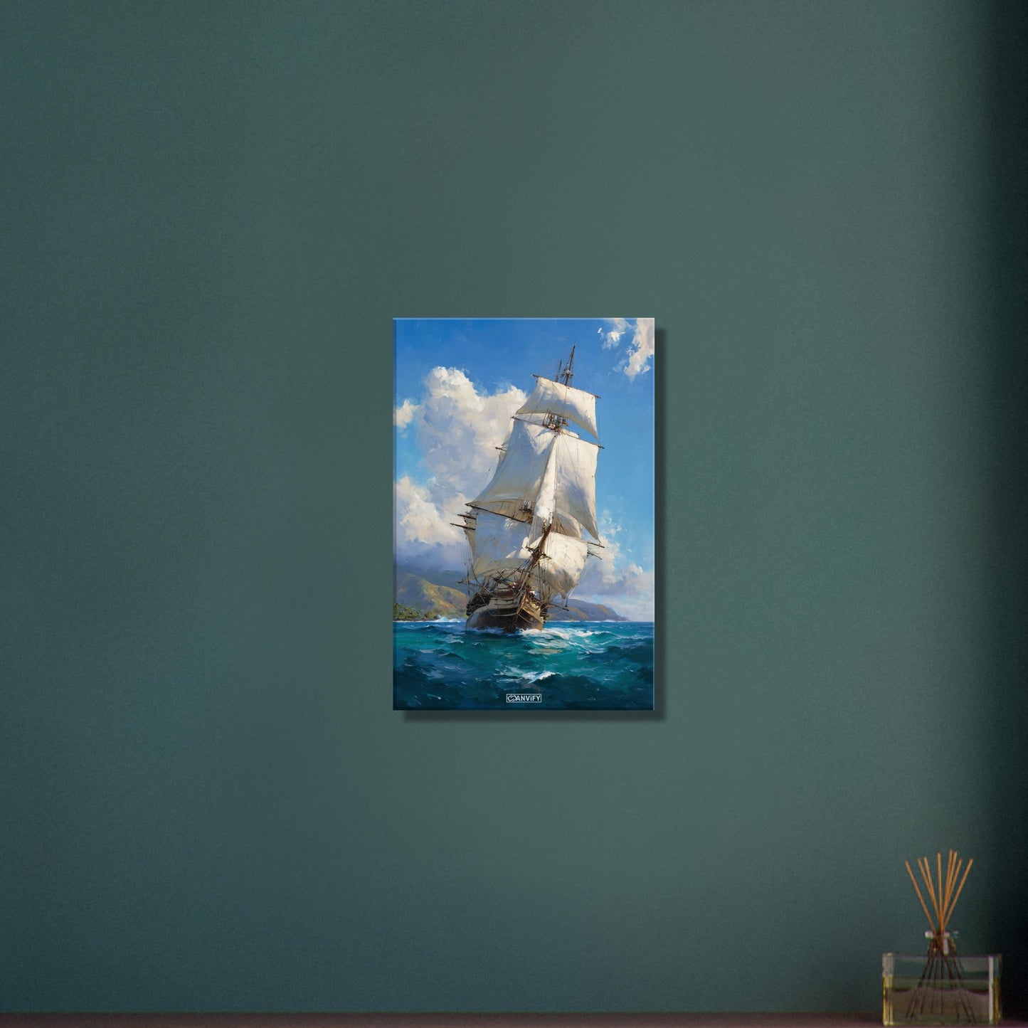 Segelschiff auf dem Meer auf einer Leinwand