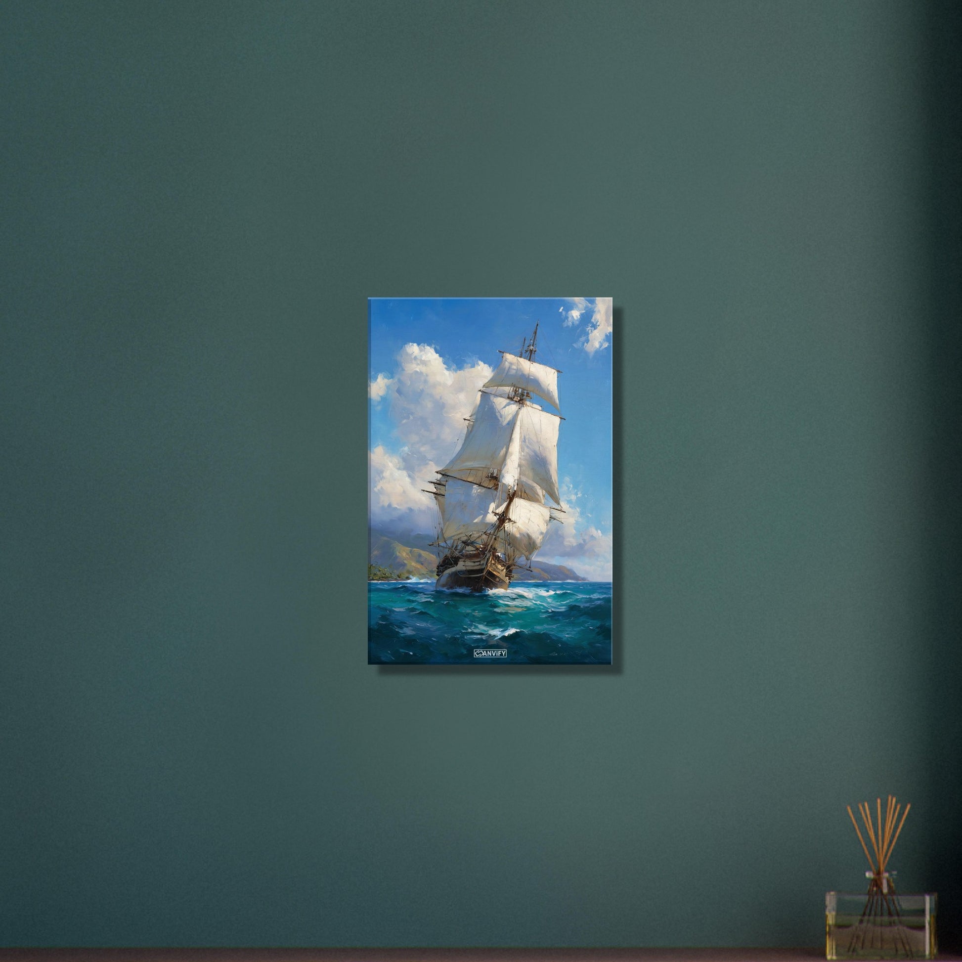 Segelschiff auf dem Meer auf einer Leinwand