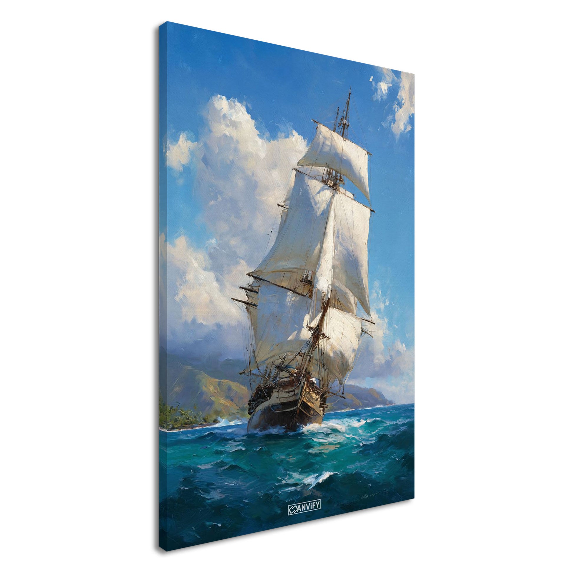 Segelschiff auf dem Meer auf einer Leinwand