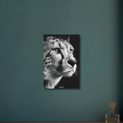 Gepard Portrait in Schwarz und Weiß auf Aluminium