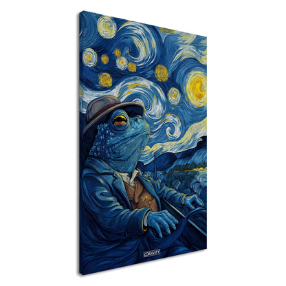 Blue Frog in the Starry Night