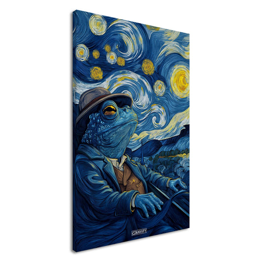 Blue Frog in the Starry Night
