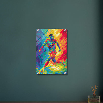 Lois Openda mit der Nummer 19 im belgischen Nationaltrikot im Pop Art Stil auf einem Acrylbild