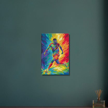 Lois Openda mit der Nummer 19 im belgischen Nationaltrikot im Pop Art Stil auf einer Leinwand