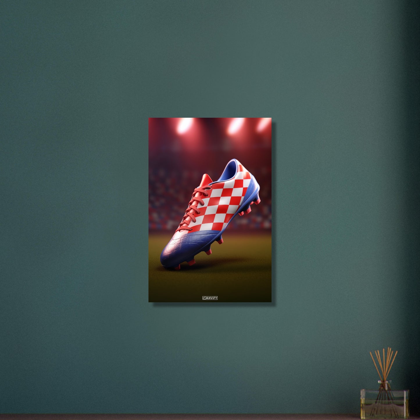 Fußballschuh in Farben von Kroatien auf Aluminium