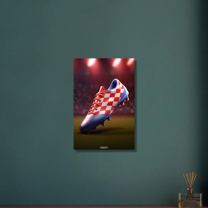 Fußballschuh in Farben von Kroatien auf Aluminium