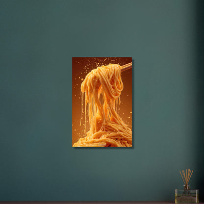 Spaghetti mit cremiger Käsesauce auf Aluminium