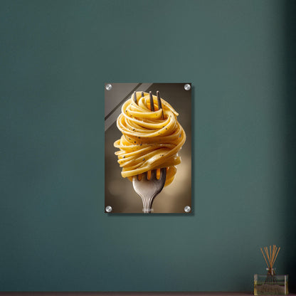 Spaghetti mit Kräutern auf einem Acrylbild