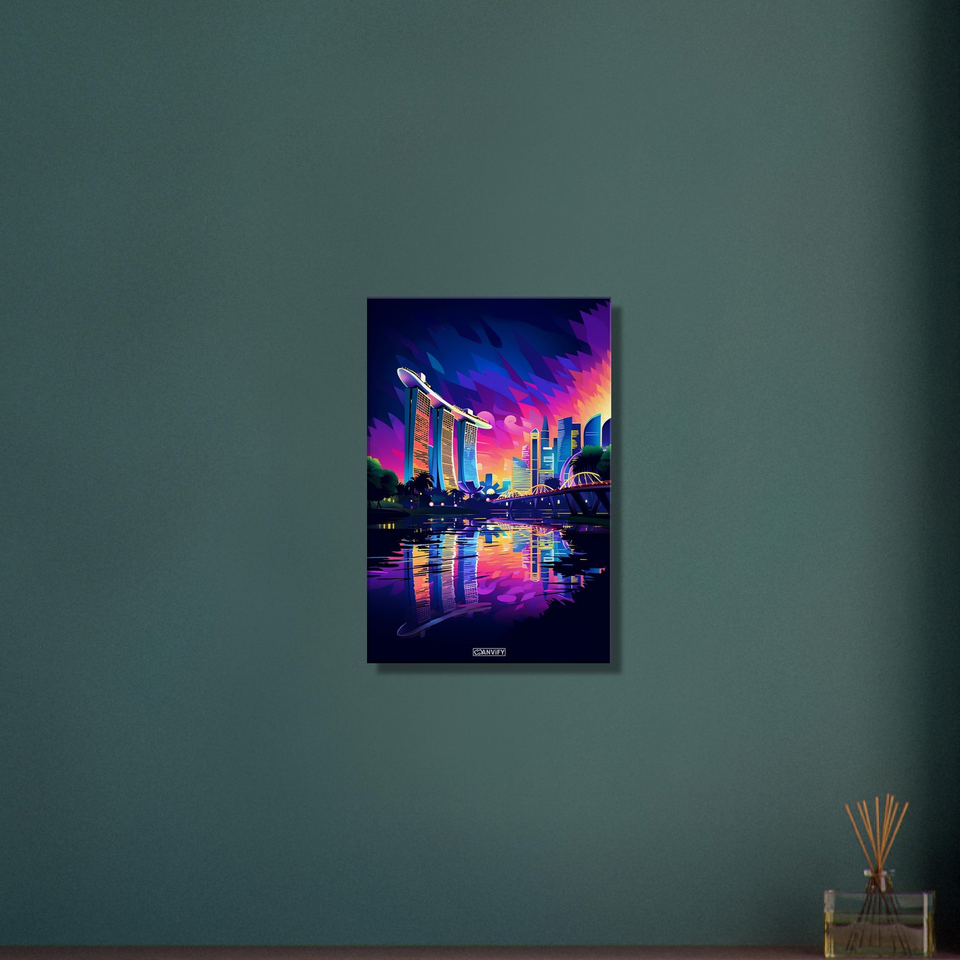 Größtes Hotel in Singapur namens Marina Bay Sands in Acrylfarben auf einer Leinwand