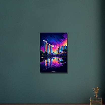 Größtes Hotel in Singapur namens Marina Bay Sands in Acrylfarben auf einer Leinwand