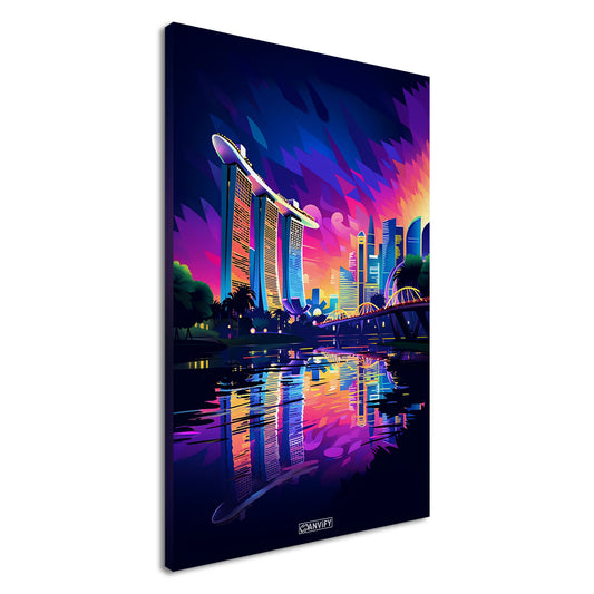 Größtes Hotel in Singapur namens Marina Bay Sands in Acrylfarben auf einer Leinwand