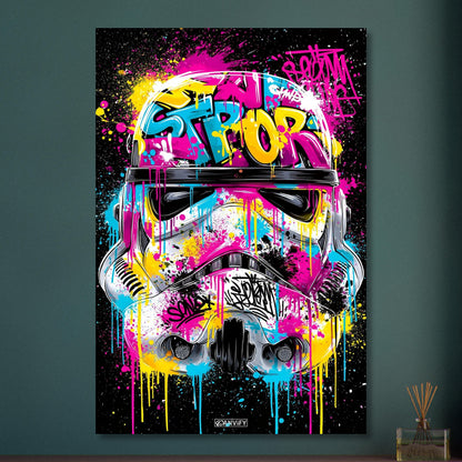 Stormtrooper Helm im Graffiti Street Art Stil auf Aluminium