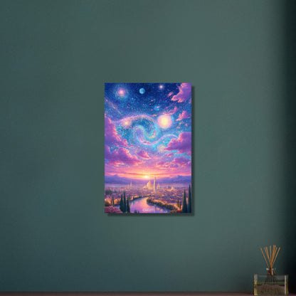 Starry Night Gemälde mit Sonnenuntergang im Stil von Vincent van Gogh auf Aluminium