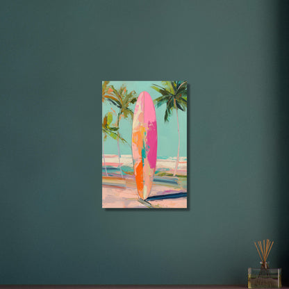 Surfbrett gemalt in abstrakten Acrylfarben auf Aluminium