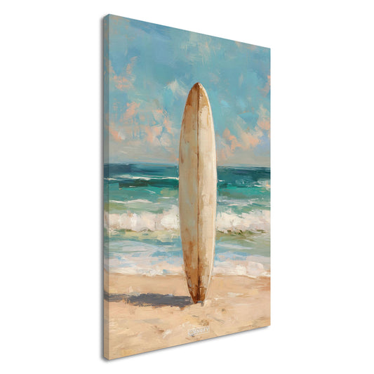 Surfbrett im Vintage Stil gemalt in Acrylfarben auf einer Leinwand