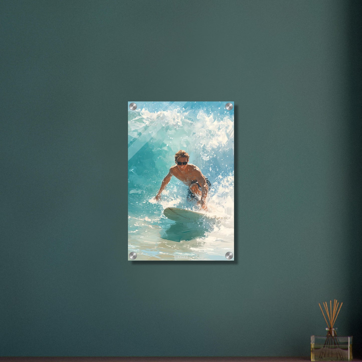 Wellenreiter auf einer Welle auf einem Acrylbild