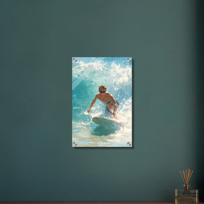 Wellenreiter auf einer Welle auf einem Acrylbild