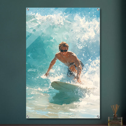 Wellenreiter auf einer Welle auf einem Acrylbild