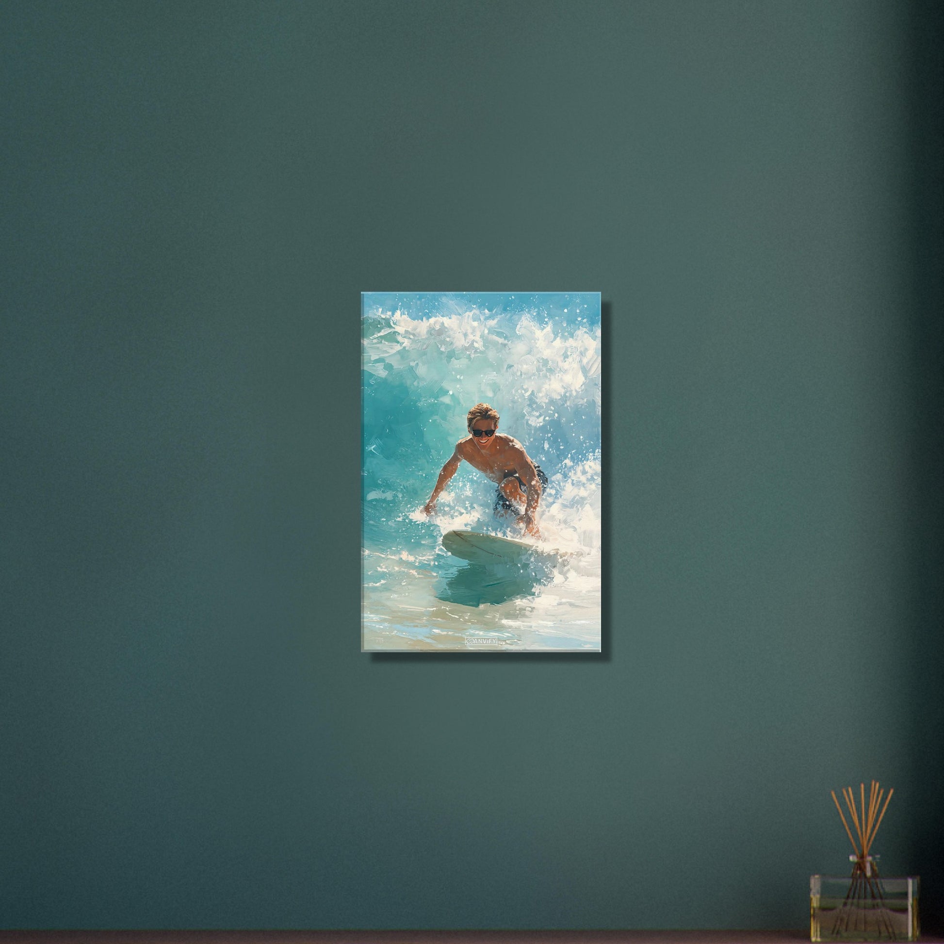 Wellenreiter auf einer Welle auf einer Leinwand