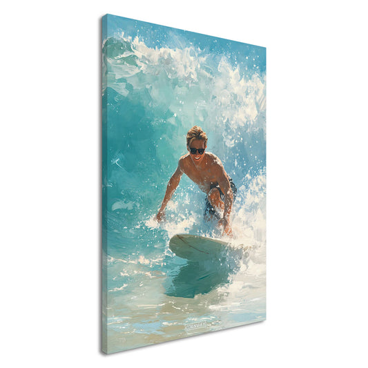 Wellenreiter auf einer Welle auf einer Leinwand