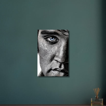 Elvis Aaron Presley, King of Rock ’n’ Roll oder auch einfach The King im Kalligram Stil auf Aluminium
