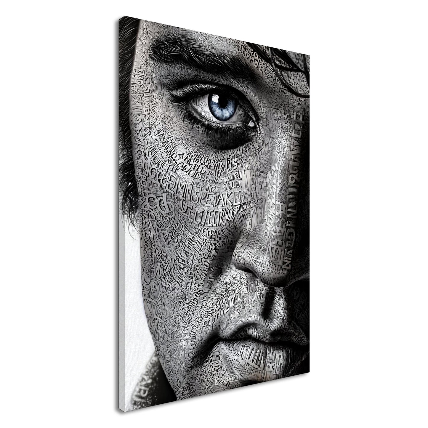 Elvis Aaron Presley, King of Rock ’n’ Roll oder auch einfach The King im Kalligram Stil auf einer Leinwand