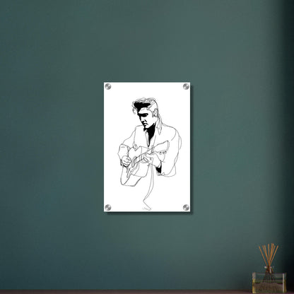 Elvis Aaron Presley gezeichnet mit einer Linie auf einem Acrylbild