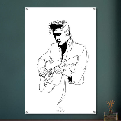Elvis Aaron Presley gezeichnet mit einer Linie auf einem Acrylbild