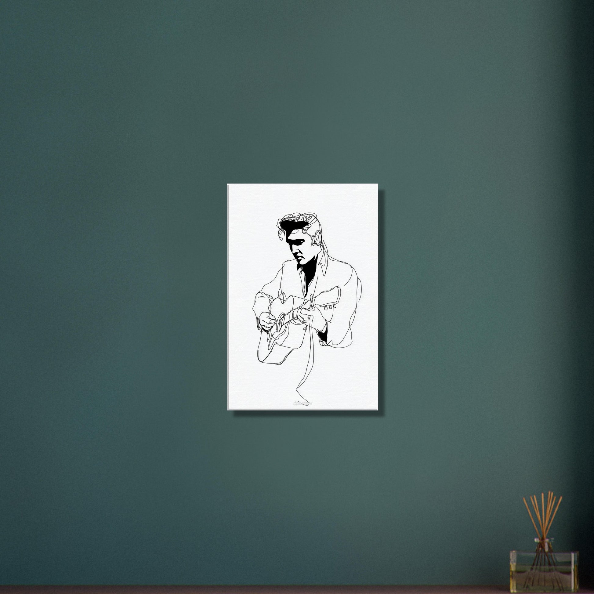 Elvis Aaron Presley gezeichnet mit einer Linie auf einer Leinwand