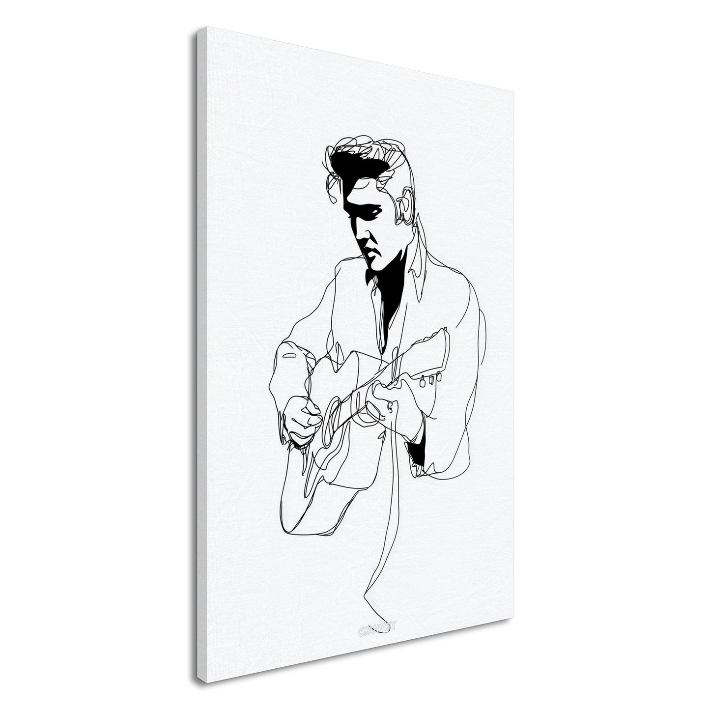 Elvis Aaron Presley gezeichnet mit einer Linie auf einer Leinwand