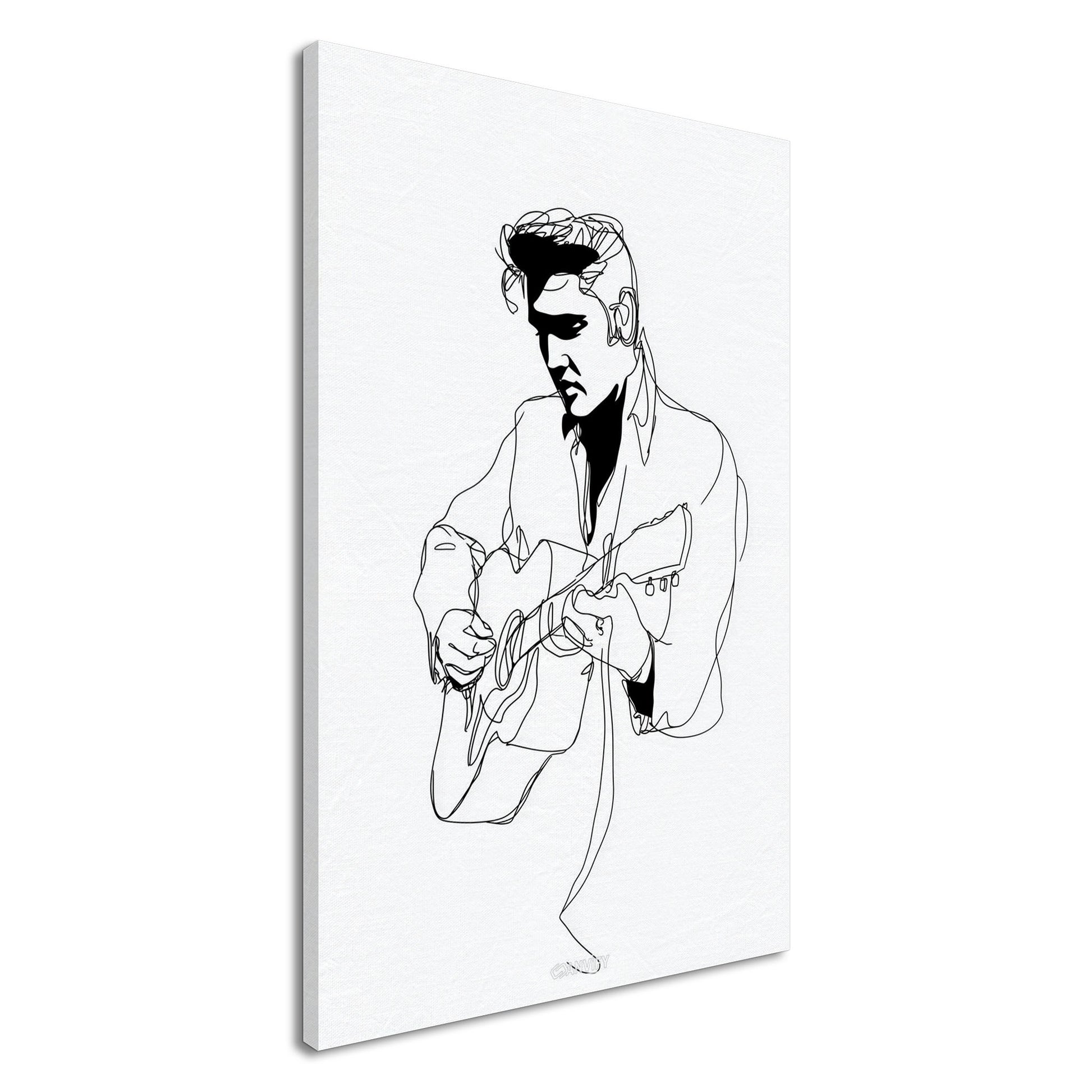 Elvis Aaron Presley gezeichnet mit einer Linie auf einer Leinwand