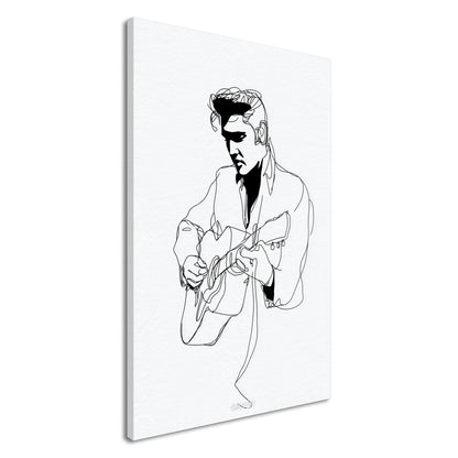 Elvis Aaron Presley gezeichnet mit einer Linie auf einer Leinwand