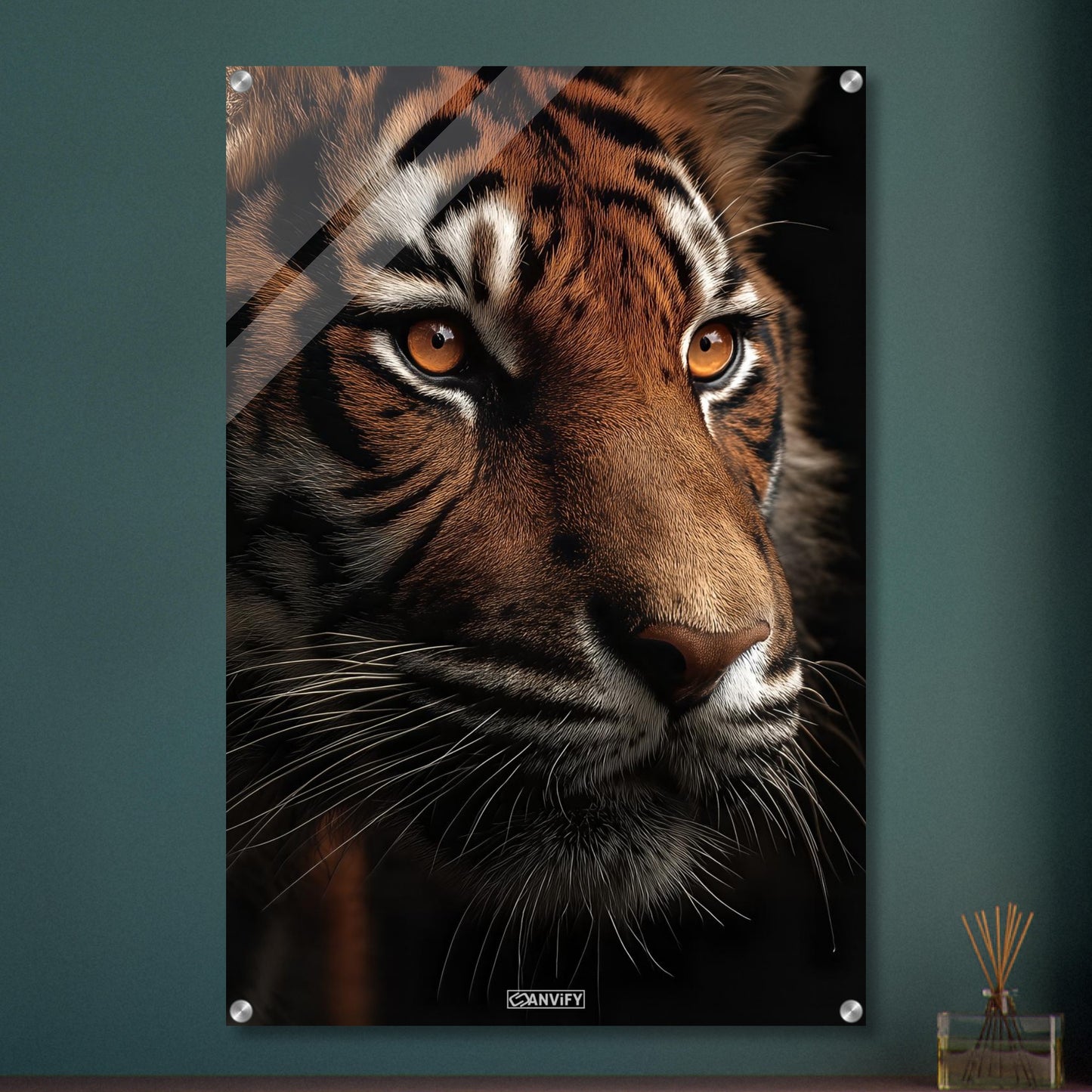 Nahaufnahme eines Tigers auf einem Acrylbild