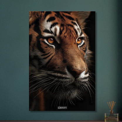 Nahaufnahme eines Tigers auf einer Leinwand