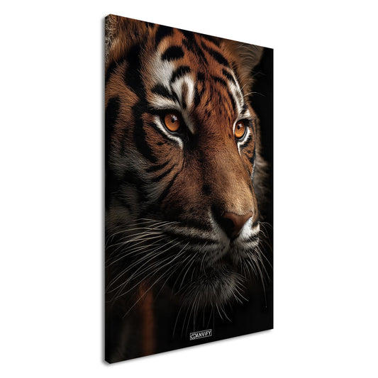 Nahaufnahme eines Tigers auf einer Leinwand