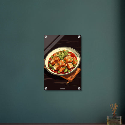 Tofu Schüssel im Comic Stil auf einem Acrylbild