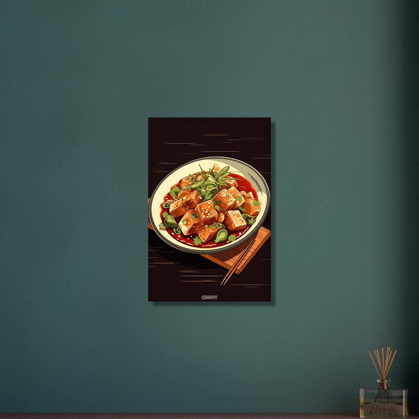 Tofu Schüssel im Comic Stil auf Aluminium